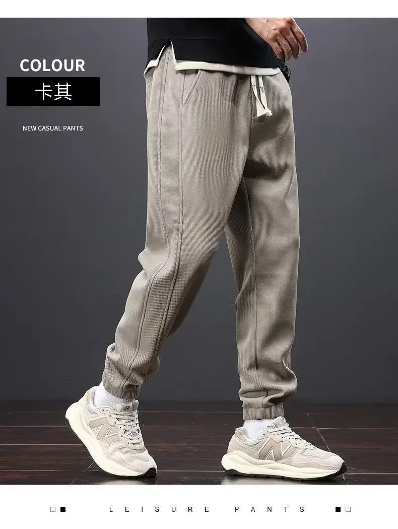 Herrenhosen Herbst und Winter Japanische Krawatten Lose Sport Kordelzug Warme Freizeithosen
