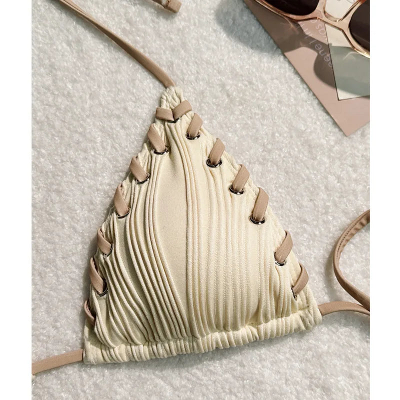 Weißer Push-Up-Bikini im brasilianischen Stil für Damen – ideal für Strand und Pool