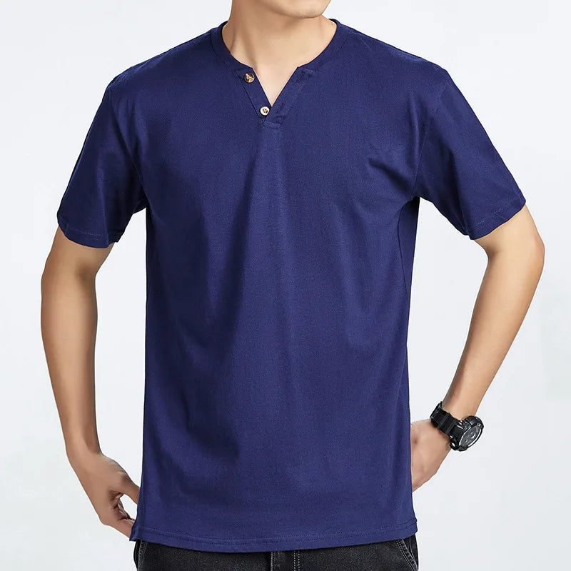 Leichtes Herren-T-Shirt mit Waffelstruktur, Farbblock-Design und Rundhalsausschnitt – kurzärmelig und gepolstert