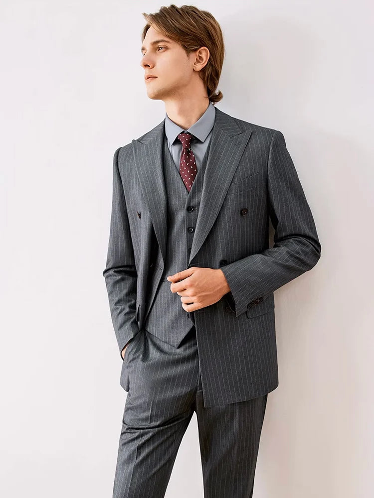 Eleganter Herrenanzug aus 70% Wolle – Slim Fit, einreihig, ideal für Hochzeiten, Büro und festliche Anlässe.
