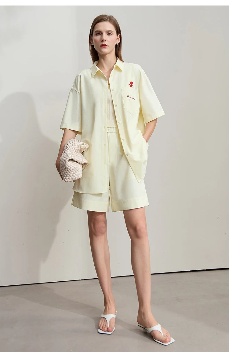 Damen Shorts im minimalistischen Stil mit elastischem Bund und weitem Bein