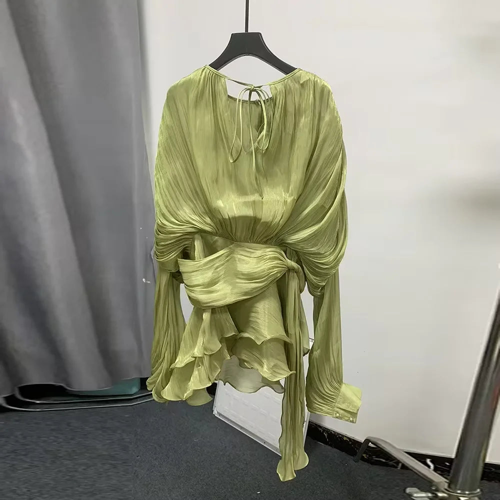 Elegantes Damen-Tunikakleid mit Rundhalsausschnitt, langen Ärmeln und Patchwork-Design