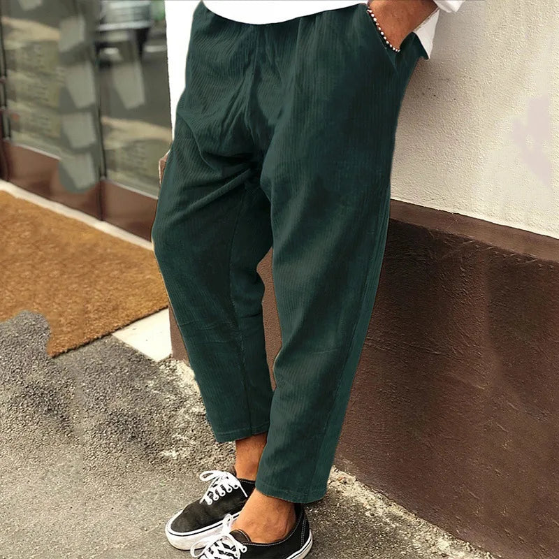 Leichte Herren-Eis-Seidenhose mit elastischem Bund – lockere, gerade Freizeithose für Sport und Alltag