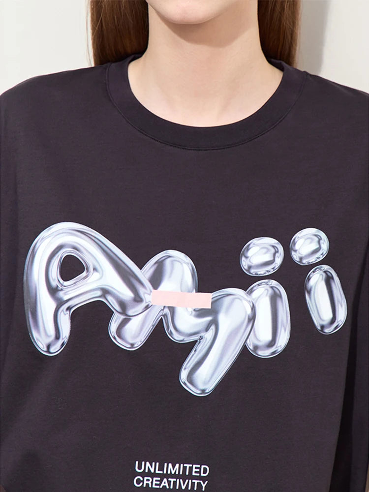 Damen T-Shirts im lässigen Stil mit O-Ausschnitt und modischem Druck