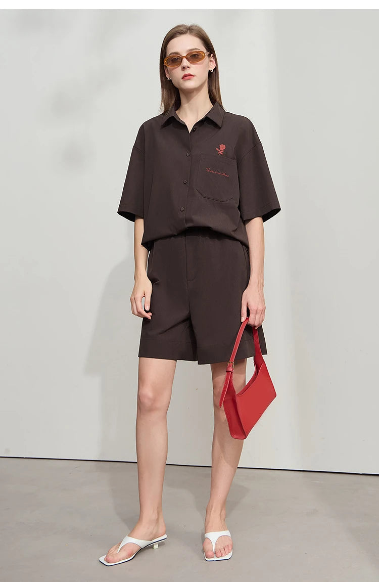 Damen Shorts im minimalistischen Stil mit elastischem Bund und weitem Bein