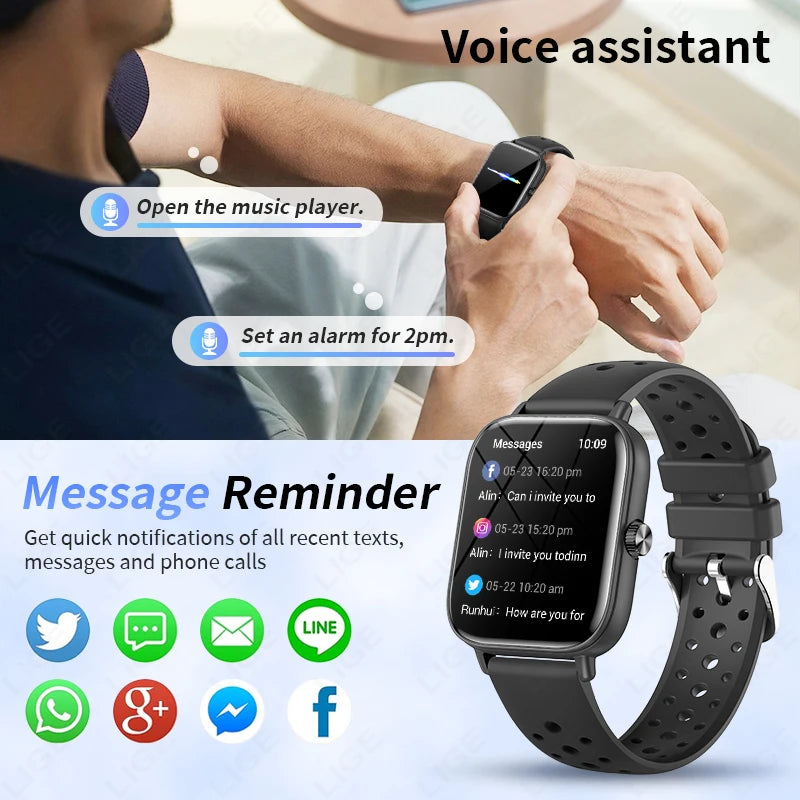 LIGE Neue Smartwatch 2025, kabellose Anrufe, Smartwatch, Bluetooth, für Männer und Frauen, Smartwatches, Sport-Fitness-Armband, individuelles Zifferblatt