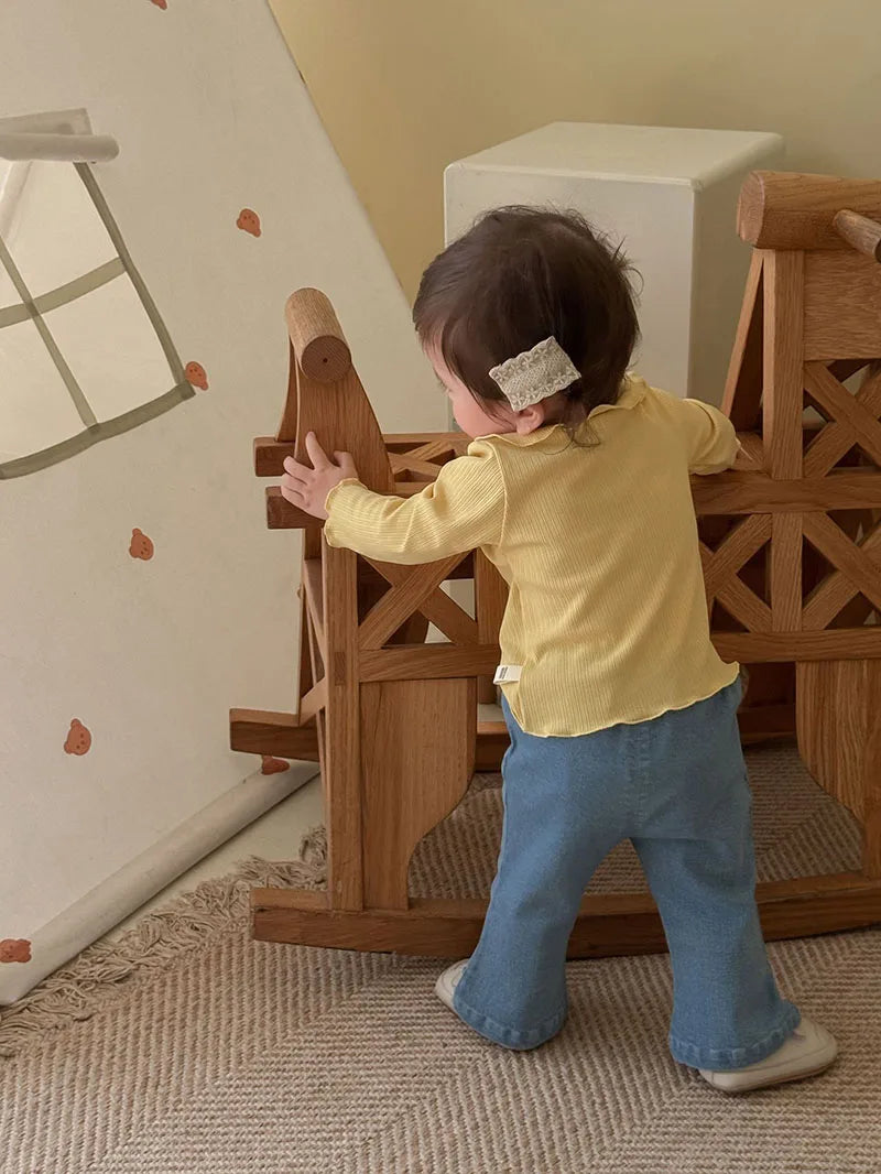Mädchen Hemd mit süßem 3D Bunny und Kragen für Kinder von 9M bis 5T