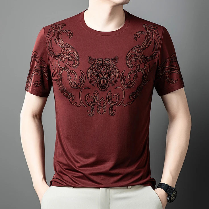 Herren T-Shirt aus feinem Wollstoff mit lässigem Rundhalsausschnitt