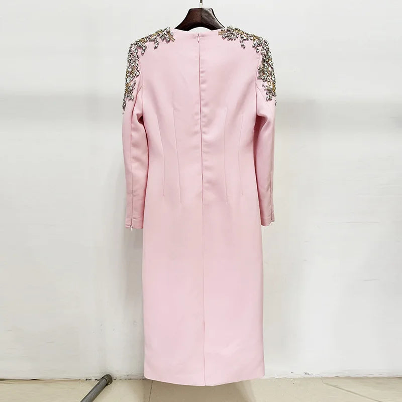 Elegantes Damen-Kleid mit Rundhalsausschnitt, halben Ärmeln und Pailletten-Patchwork-Design