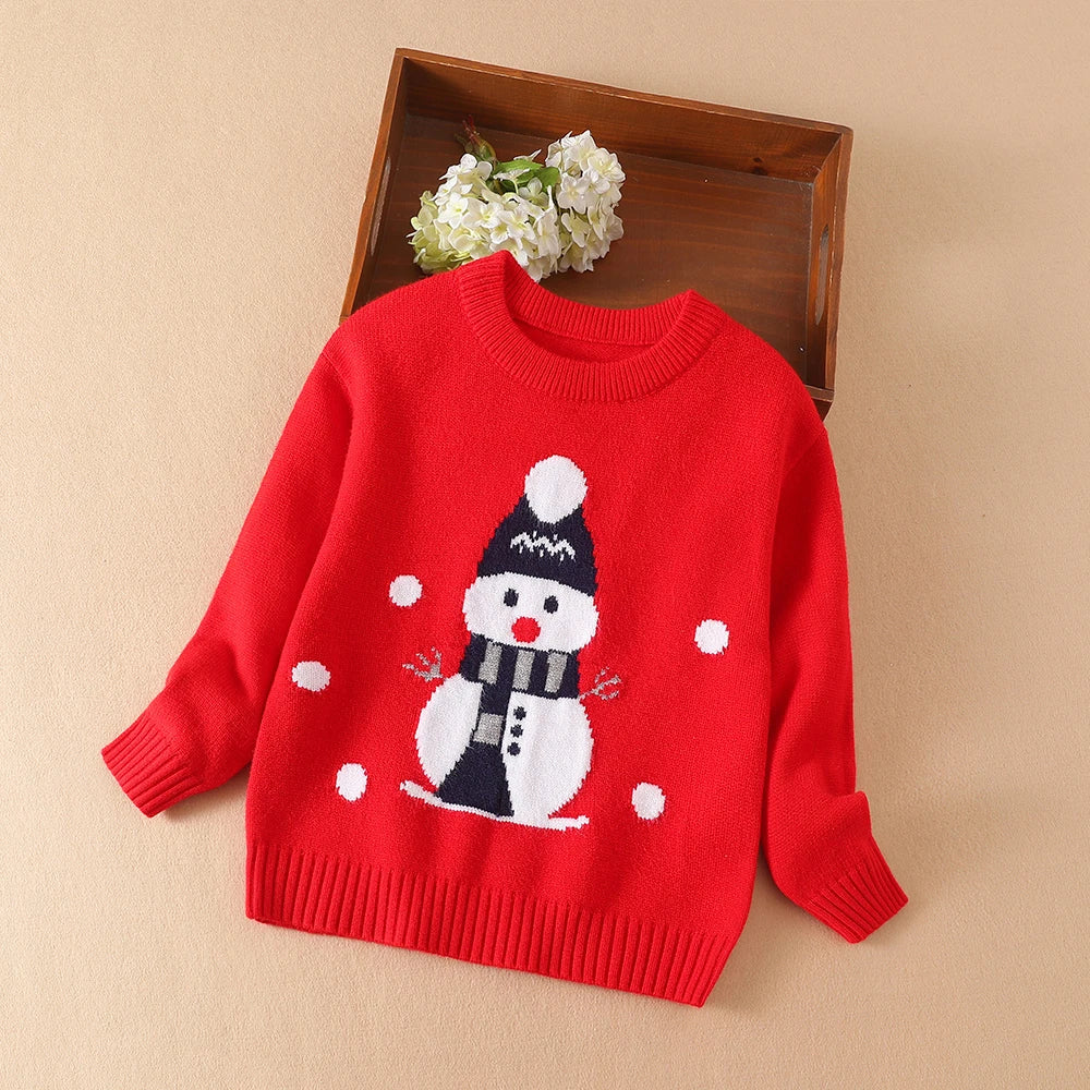 Baby Kinder Pullover Strick Pullover Kleidung Herbst Winter weiche Wolle Kleidung Weihnachten Sweatshirts Jungen Mädchen Schneemann Outfit
