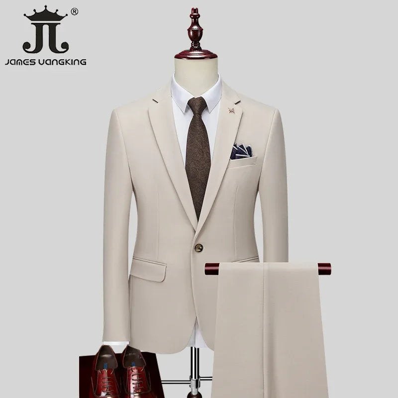 Eleganter Herrenanzug – Blazer & Hose in Unifarben für festliche Anlässe