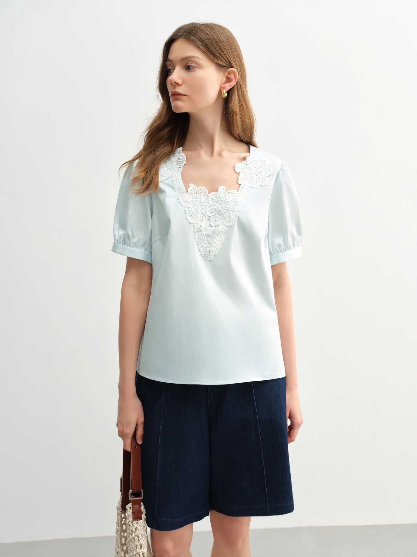 Lässige Damen-Bluse aus Lyocell mit Blumenärmeln und lockerem Schnitt – vielseitiges Sommer-Oberteil