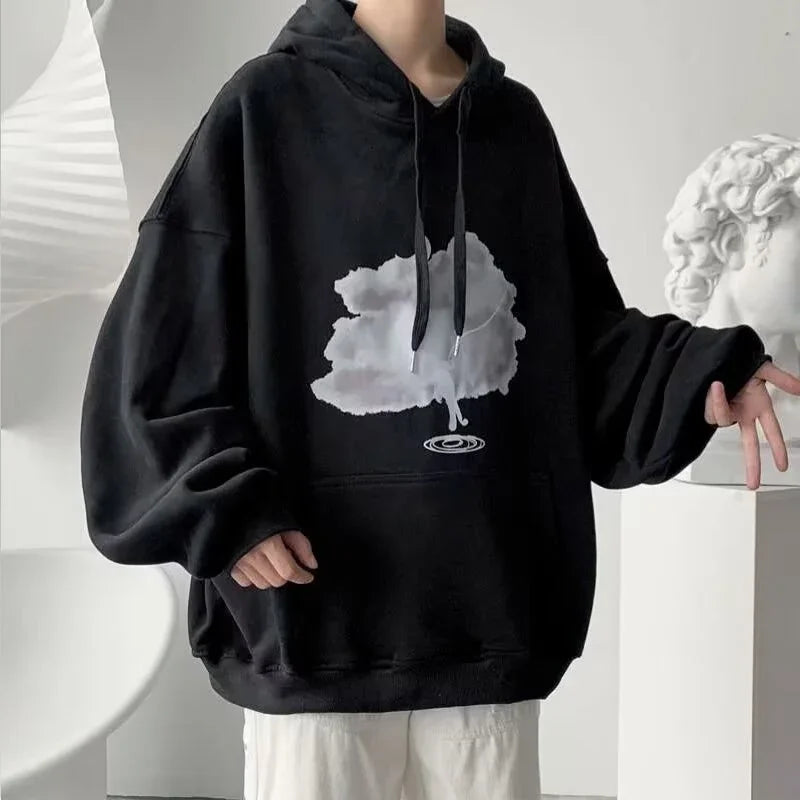 Herbst Hip Hop Übergroßen Pullover Hoodies Für Männer Goth Harajuku Wolke Grafik Mit Kapuze Sweatshirts Y2K Vintage Streetwear Hoody