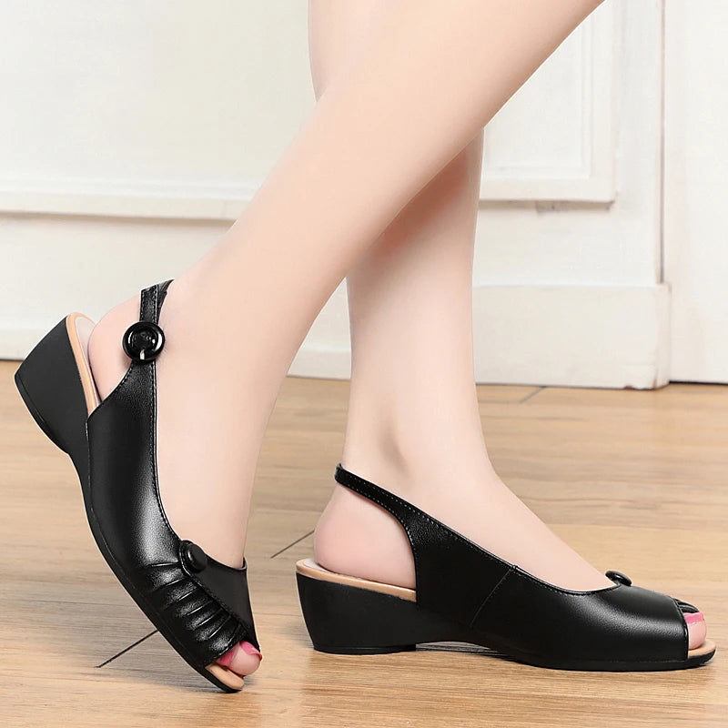 AIYUQI 2025, neue frauen sandalen Keil ferse fisch mund weibliche schuhe Große größe one-strap sandalen frauen