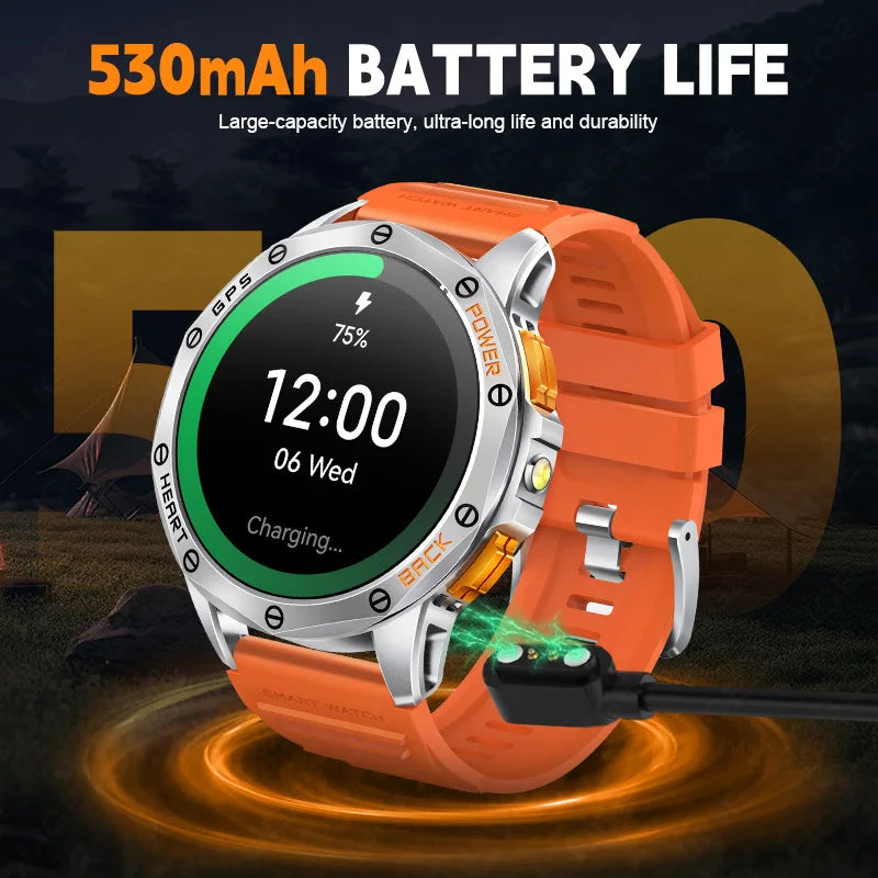 LIGE 2025 Neue Outdoor GPS Smart Uhr Männer 1,43 "AMOLED 530 mAh Batterie Militär LED Kompass Taschenlampe 100 + sport Smartwatch Mann