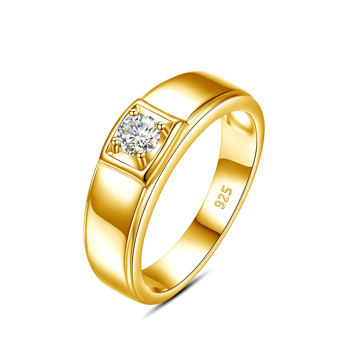 Herren-Verlobungsring aus Sterling Silber 925 mit Moissanit Stein 0,4 Karat Zertifiziert