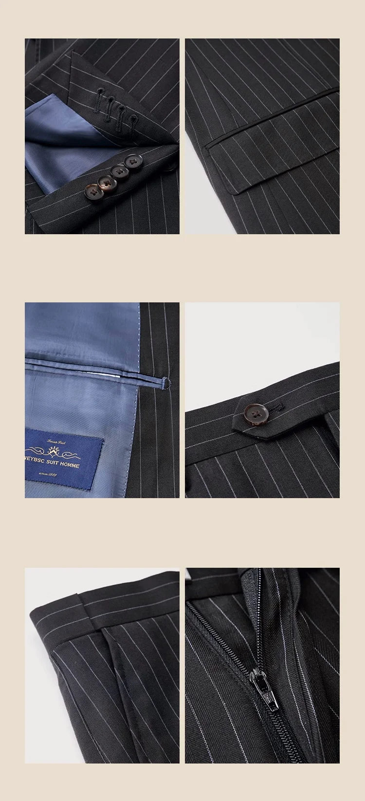 Hochwertiger Herrenanzug in Slim Fit mit schwarzem Sakko, Weste und Hose – ideal für Hochzeiten und festliche Anlässe