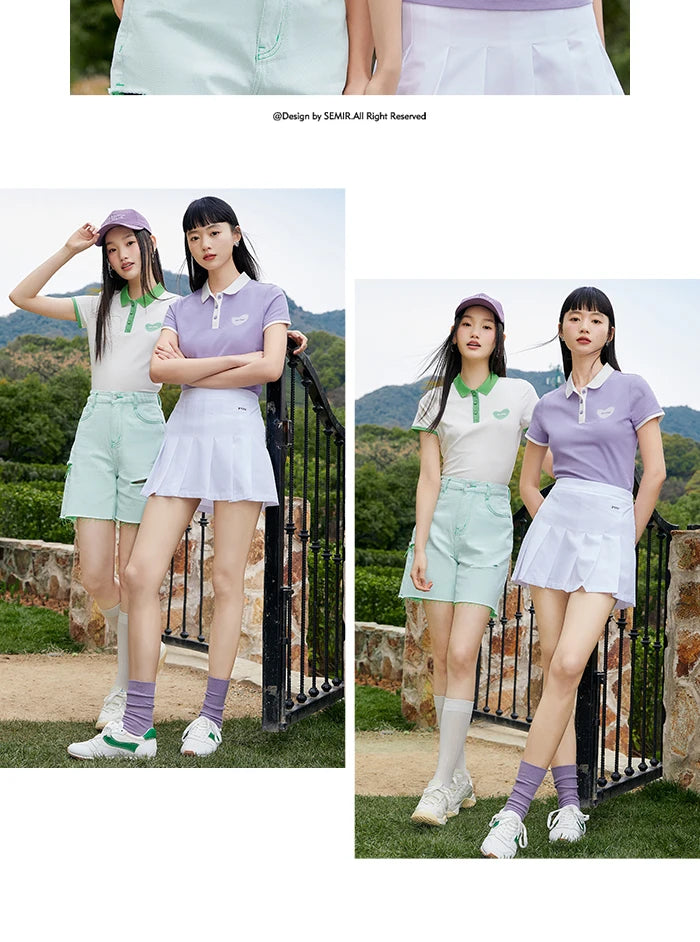 Semir Polo Shirt Frauen cool anti bakteriell schlank süß Stil Sommer neue Farbkontrast Druck Pulloverf Polo