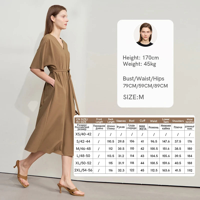 Elegantes Bürokleid Mit Gürtel Und V-Ausschnitt Für Damen