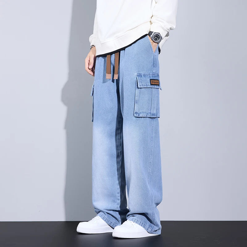Herren Baggy Jeans im Y2K Cargo Style mit weitem Bein und Taschen