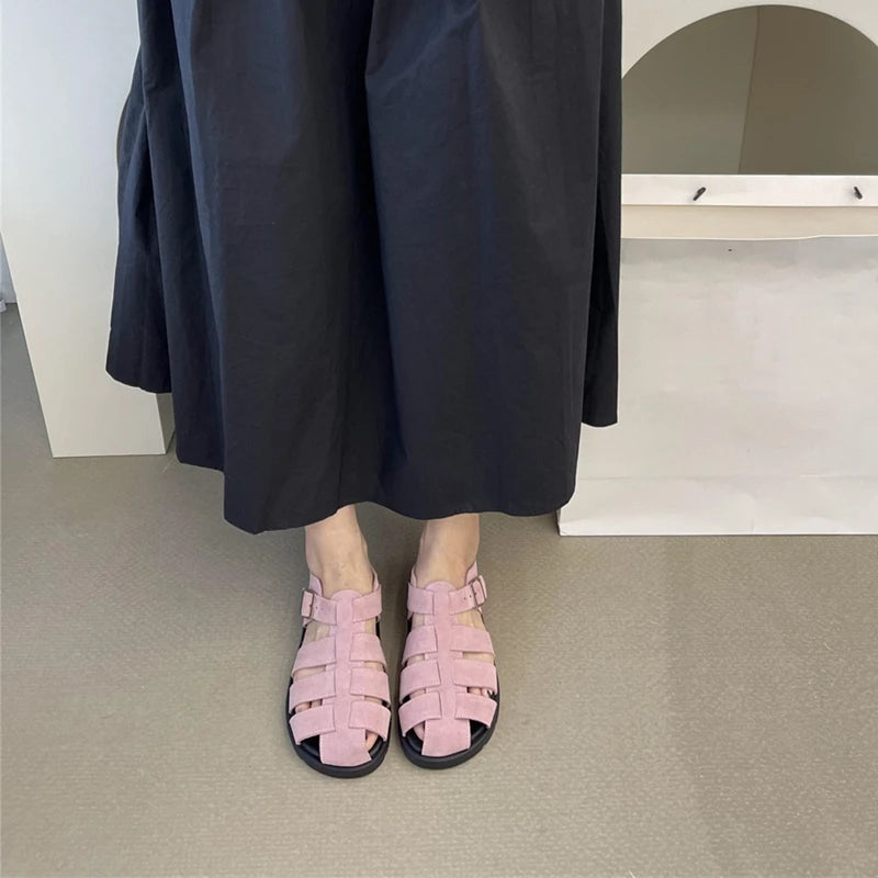 AIYUQI Damensandalen 2025, neue gewebte hohle römische Sandalen für Frauen, Sommer, große Schweinekäfig-weibliche Schuhe
