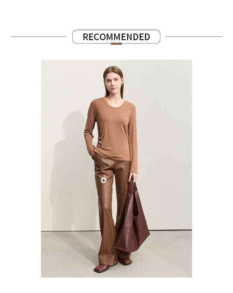 Damen T-Shirts im Minimalismus-Stil mit Patchwork für den Herbst 2024