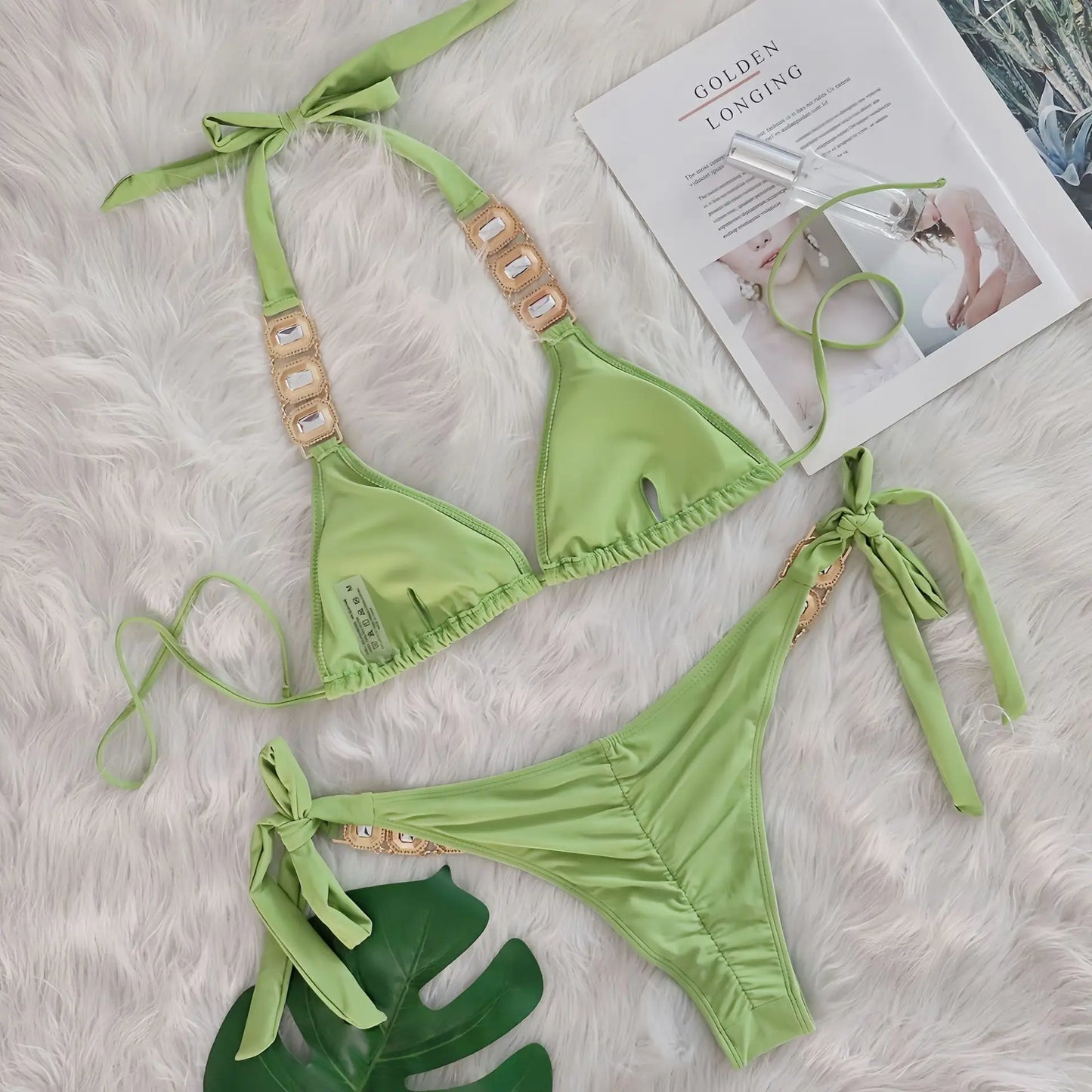 Brauner Push-Up-Bikini im brasilianischen Stil für Damen – ideal für Strand und Pool
