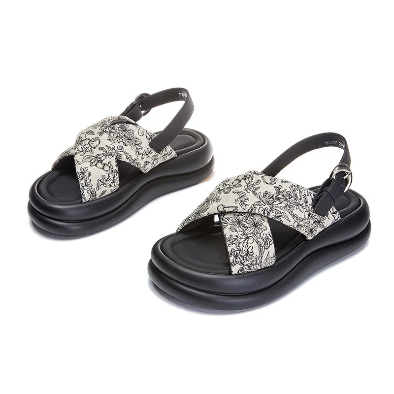 Damen Plattform Sandalen Ein-Riemen Rutschfest