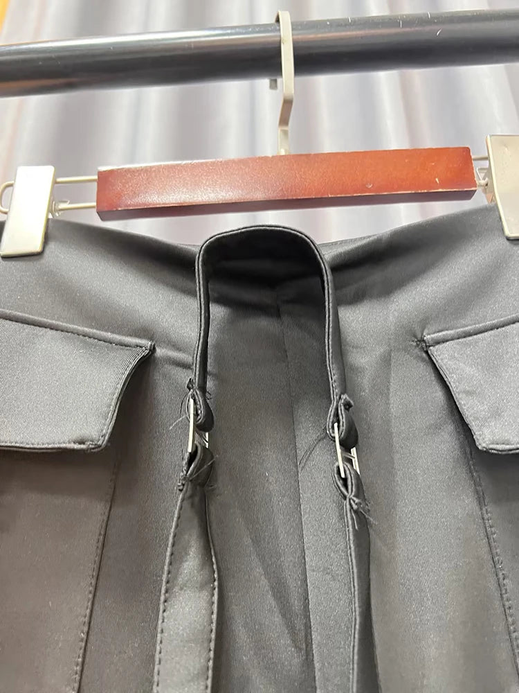 Colorblock-Jeans mit Leopardenmuster und Hohldesign für Damen – High-Waist, gespleißte Taschen, weites Bein