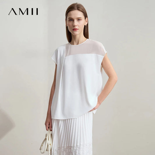 Lässiges Damen-T-Shirt mit Sommerprint und Rundhalsausschnitt – modisches, locker fallendes Kurzarmshirt mit überschnittenen Schultern