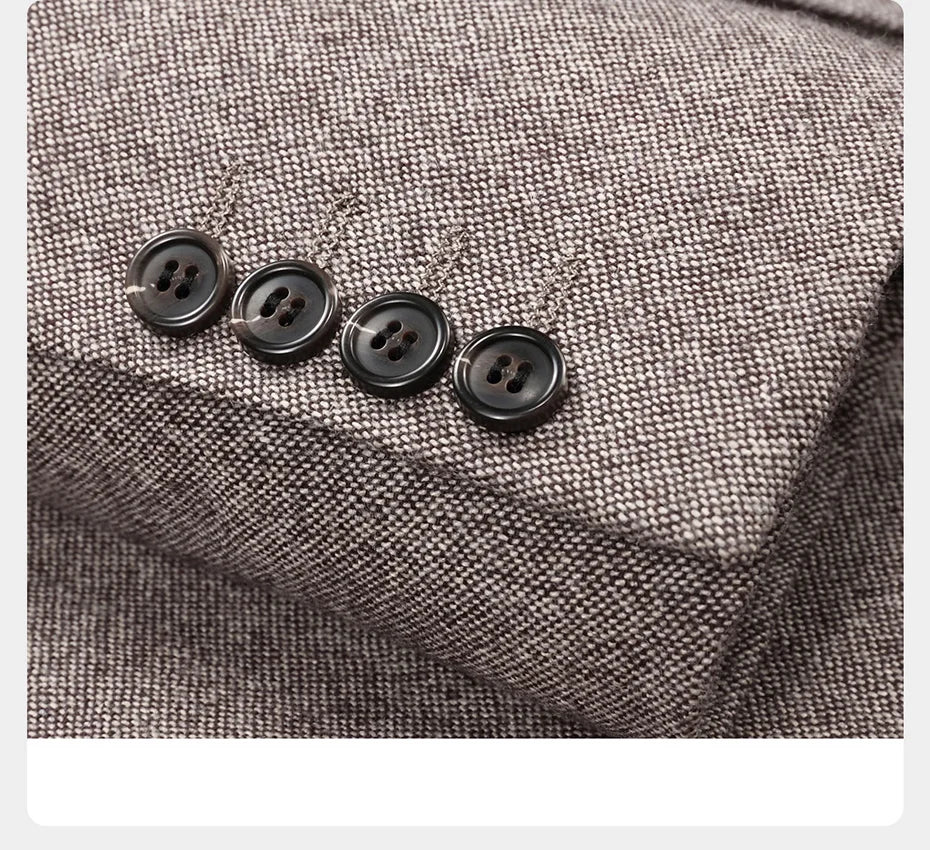 Herren Anzugset aus 55% Wolle: Slim Fit, warm, hellbraun, ideal für Hochzeit & Business.