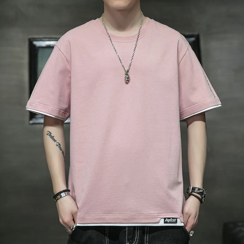 Herren T-Shirt aus 100 Prozent Baumwolle im einfarbigen Hip-Hop-Stil