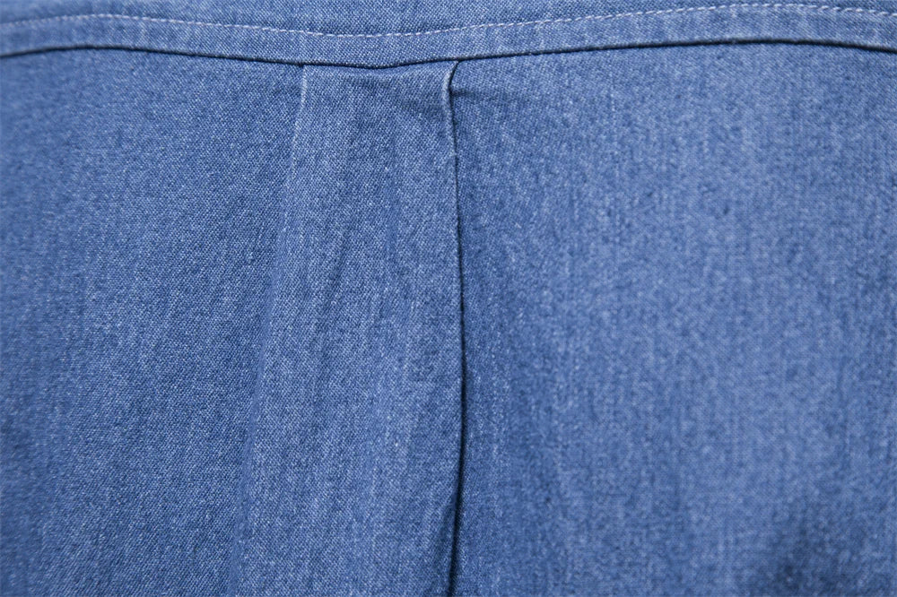 Herren Hemd aus Baumwolle im einfarbigen Denim-Look mit Tasche