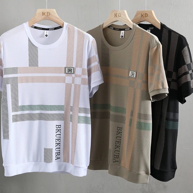 Herren T-Shirt aus Seide mit kurzen Ärmeln für lässige Sommermode