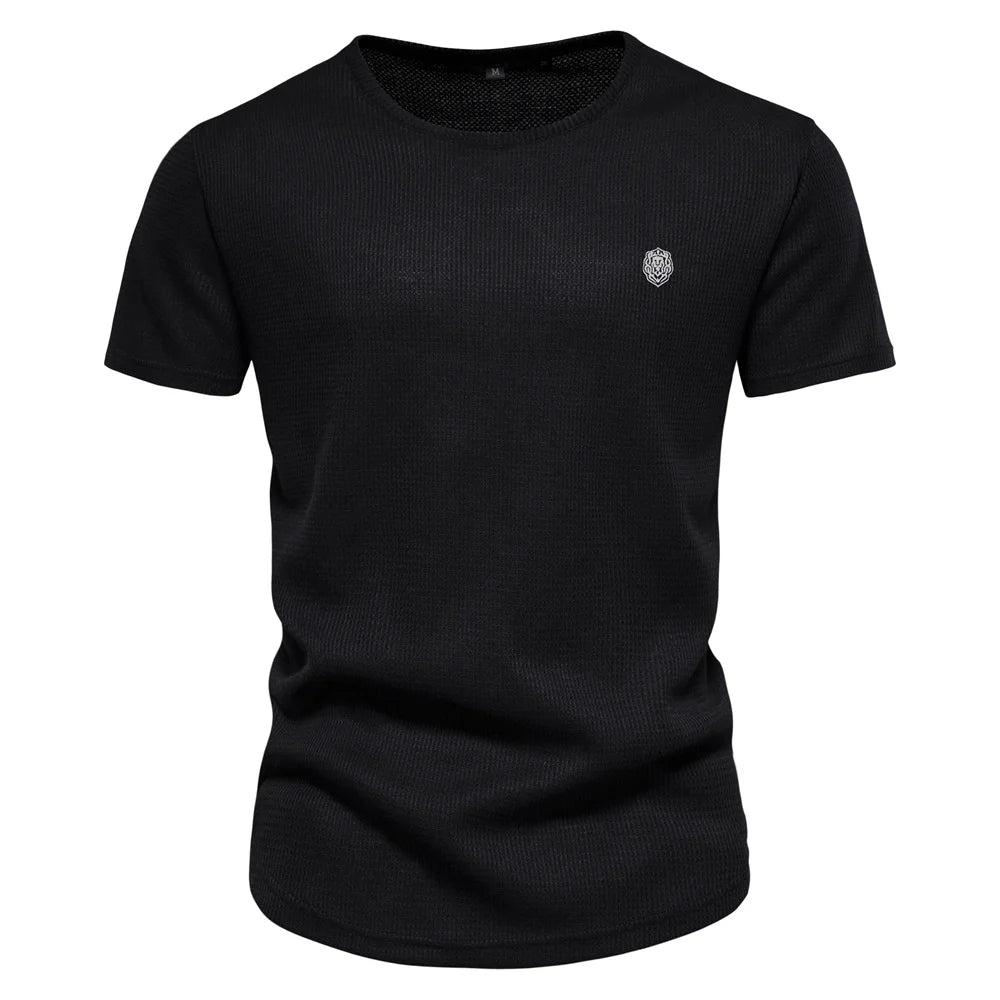 Herren T-Shirt aus Waffelstoff im einfarbigen Casual-Stil für den Sommer