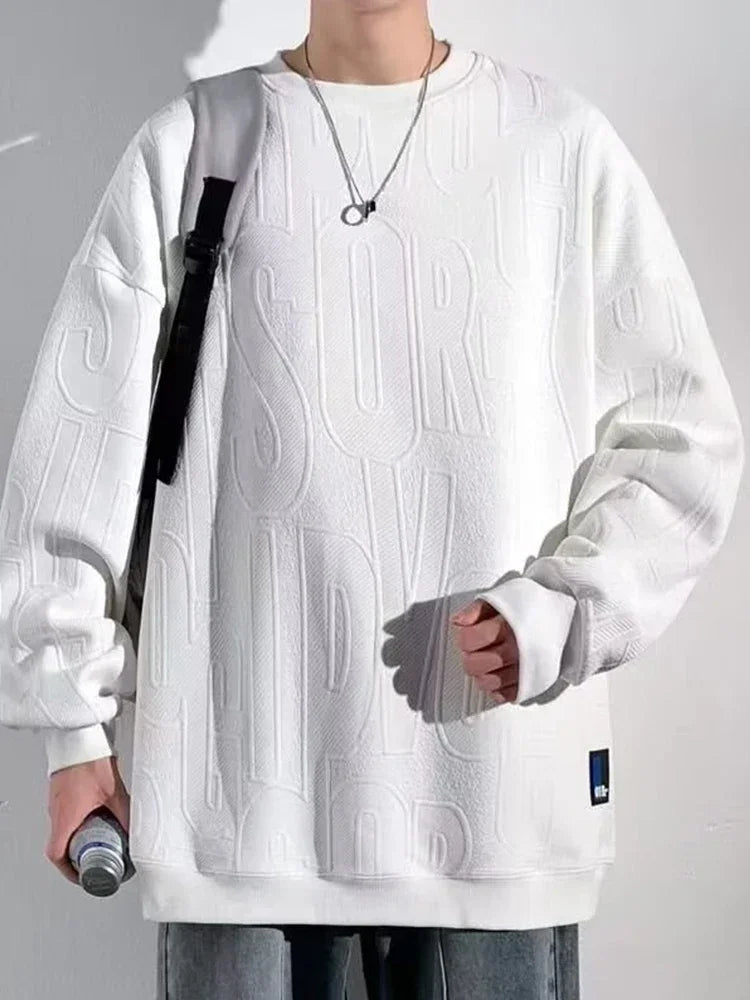 Herren Sweatshirt im Buchstaben-Jacquard mit Rundhalsausschnitt für lässige Frühlingstage
