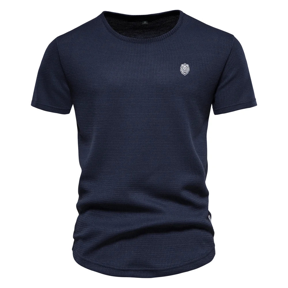 Herren T-Shirt aus Waffelstoff im einfarbigen Casual-Stil für den Sommer