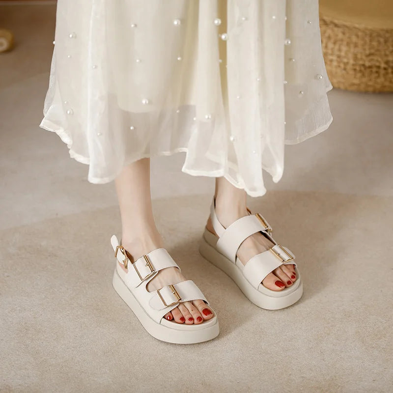 AIYUQI Frauen Sandalen Große Größe Sommer Neue Strand Sandalen Mädchen Dicke Sohle Mode Offene spitze Römischen frauen Schuhe