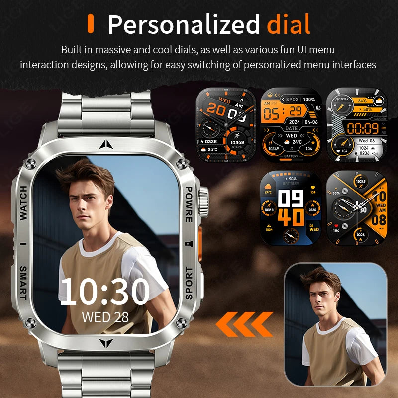 Sport Smartwatch für Erwachsene mit Bluetooth und wasserdichter Taschenlampe