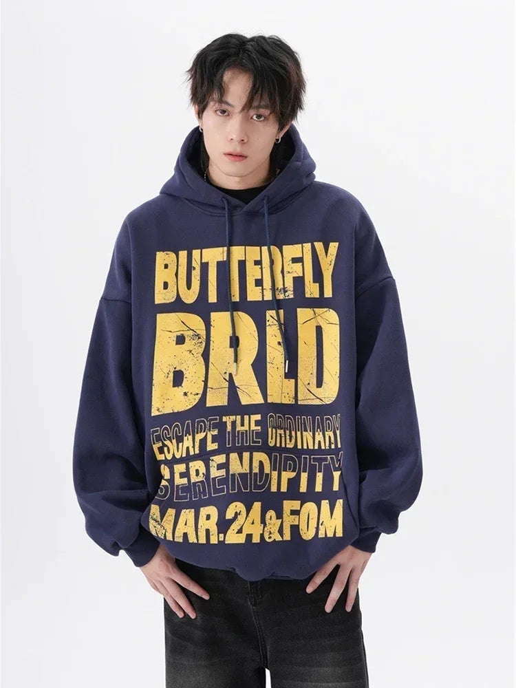 Herren Hoodie mit Letter Print im Hip Hop Stil für den Herbst