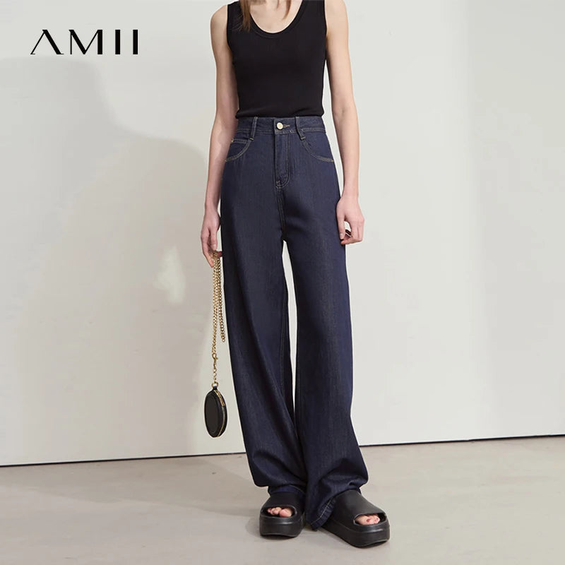 Damen Jeans aus Lyocell-Baumwolle mit weiten Beinen im Retro-Look