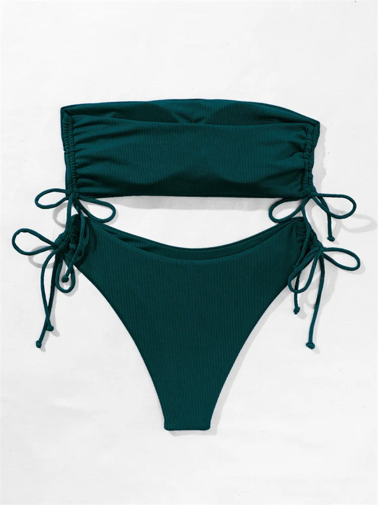 Gestreifter Sexy Bikini für Damen – Zweiteiliges Badeanzug-Set für Strand und Pool