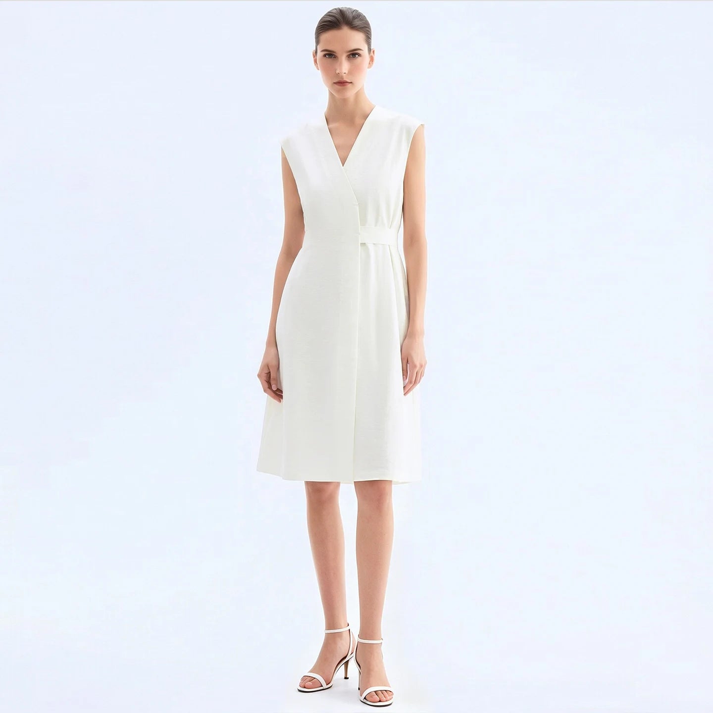 Elegantes Damen Sommerkleid Mit V-Ausschnitt Für Büro Und Freizeit