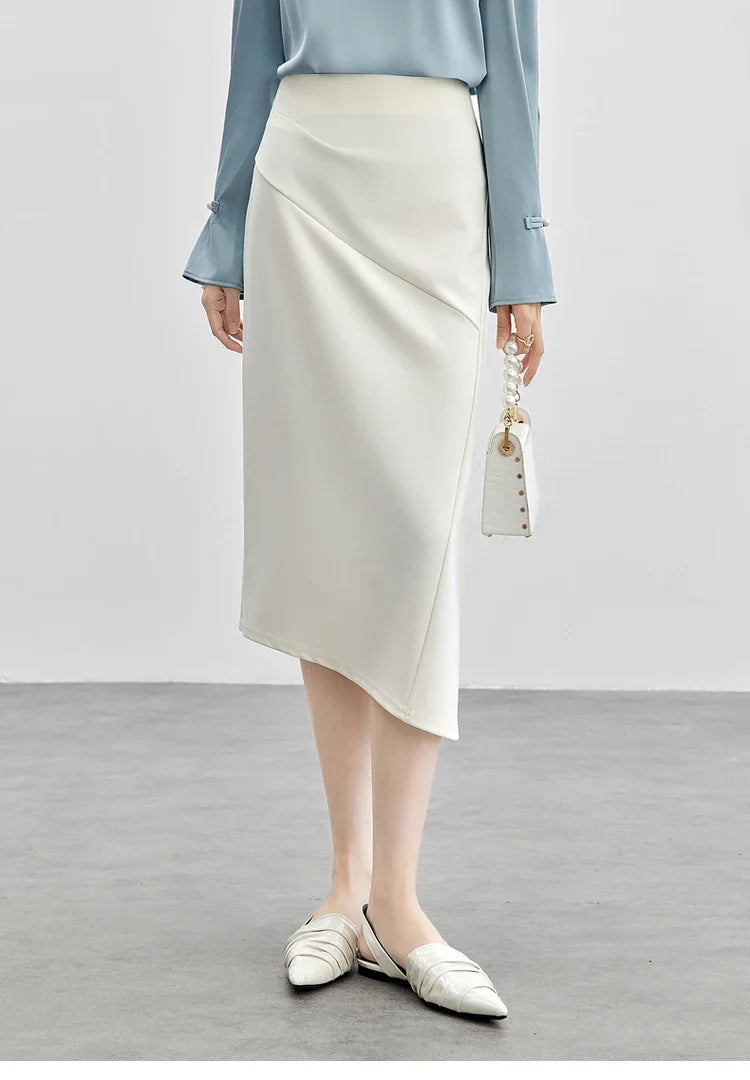 Damen Midirock mit unregelmäßiger Form und elegantem Schlitz am Saum