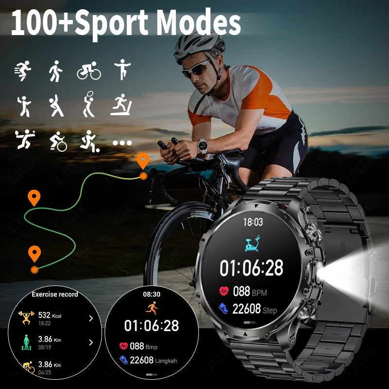 Männer Sport Smartwatch mit 1,9 Zoll Display und wasserdichter Bluetooth-Funktion