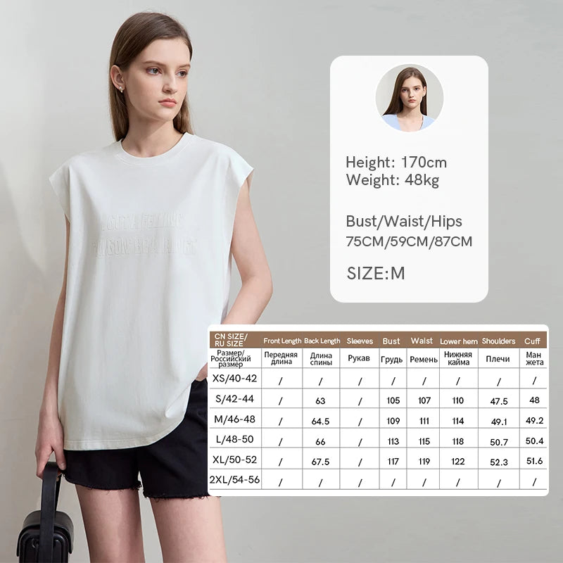 Damen T-Shirt aus Baumwolle mit lässigem O-Ausschnitt und breiten Schultern