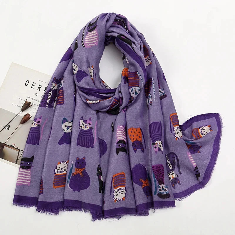 Damen Baumwollschal Tierprint Hijab weich Foulard Pashmina Bandana Kopftuch