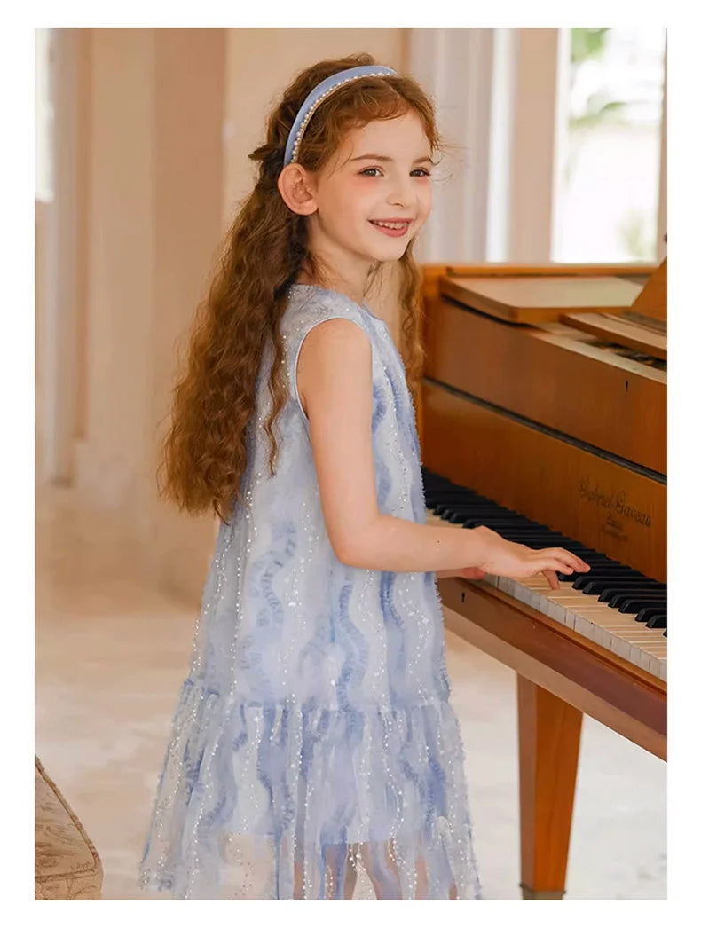 Ärmelloses Prinzessinnen-Kleid für Mädchen im chinesischen Kawaii-Stil – ideal als Blumenmädchenkleid oder für den täglichen Gebrauch