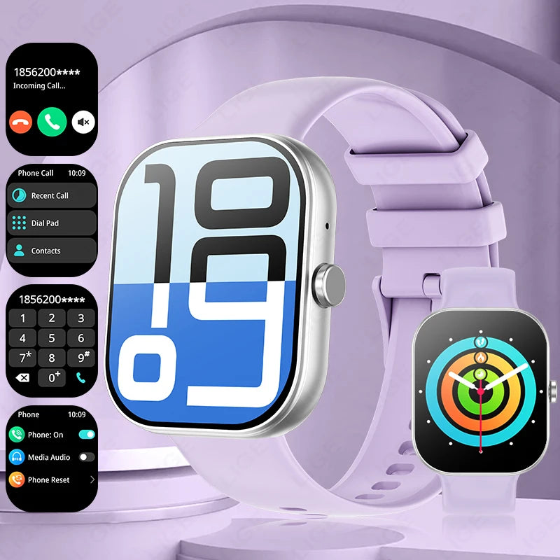 LIGE Neue Smartwatch mit Sprachanruf, ultragroßer 2,01'' HD-Bildschirm, 24-Stunden-Gesundheitsmonitor, Smartwatch, 100+ Sportmodi, modische Zifferblätter