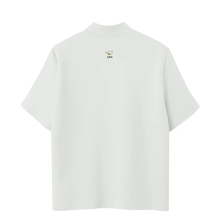 Damen Casual T-Shirt mit Gedrucktem Rollkragen und Kurzarm für den Sommer